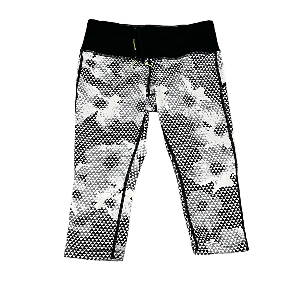 Women's Dri-fit Capri Leggings, White and Black, XS, #521-H - Picture 1 of 4